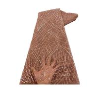 Wyvix 5 Yards Large Leaf Sequin Fabric Rice Bead Tube Embroidery Mesh for Flowing Wedding Dress Gown(Pink)