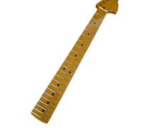 Wyvix Big Headstock Guitar Neck Yellow Gloss Maple 22 Frets 25.5 Inch Scale Replacement Part DIY 10mm