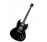 Wyvix Black Electric Guitar Double Cutaway Mahogany Body Professional 6 String Rock Metal Instrument(Cross Inlay - Gothic)