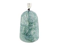 Wyvix Blue Water Jade Dragon Guanyin Necklace - Hand Carved Jadeite Goddess Standing on Pendant Powerful Feng Shui Amulet for & Career Success