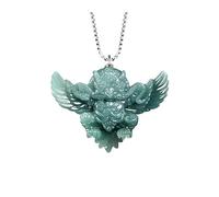 Wyvix "Blue Water Jade Pendant, 50g Heavy 3D Roc Bird Necklace, 925 Silver Bail Mythical Beast Amulet