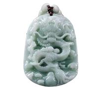 Wyvix Burmese Jade Dragon Necklace - Hand Carved Jadeite Zodiac Pendant Commanding Feng Shui Amulet for Career & Wealth
