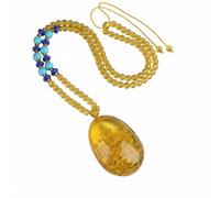 Wyvix Golden Amber Buddha Pendant Necklace Thousand Hand Guanyin Amulet Zodiac Rat Patron Saint Spiritual Jewelry Gift