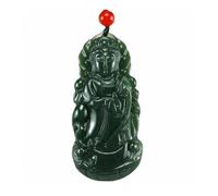 Wyvix Hetian Green Jade South Sea Guanyin Pendant, Extra Large 72mm Dark Nephrite Necklace, Grand Bodhisattva Amulet