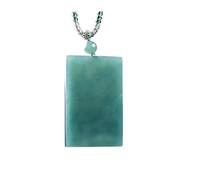 Wyvix Ice Blue Jade Necklace - A-Grade Jadeite Wu Shi Pai Pendant Geometric Tag Amulet for Peace & Calm