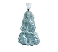 Wyvix Jadeite Elephant Riding Guanyin Pendant, 50g Heavy Bodhisattva Necklace, Samantabhadra Wisdom & Strength Amulet