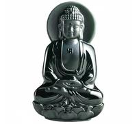 Wyvix Natural Old Hetian Ink Jade Amitabha Pendant, Large 60mm Black Nephrite Buddha Necklace, Hand-Carved Infinite Light Amulet for Men