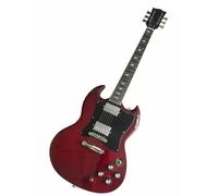Wyvix Professional Electric Guitar Trans Red Double Cutaway 6 String Solid Wood Rock Metal Style(Hard Rock Edition)