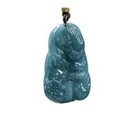 Wyvix Real Jade Necklace Natural A-Grade Jadeite Double-Sided Dragon Pendant Blue Water Stone Amulet for Men Women Jewelry