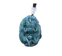 Wyvix Real Jade Necklace Natural Blue Water Jadeite Dragon Pendant Auspicious Divine Amulet for Men Women