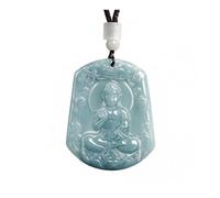 Wyvix Real Jade Necklace Natural Blue Water Jadeite Eight Guardian Gods Pendant Zodiac Patron Saint Amulet for Men Women Jewelry(Dog Pig)