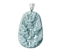 Wyvix Real Jade Necklace Natural Myanmar Jadeite Nine Dragons Pendant Blue Water Stone Guardian Amulet
