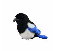 Wyvix Realistic Magpie Bird Plush Toy 5.5" Stuffed Animal Ornament with Blue Wings Decor