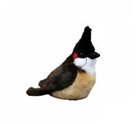 Wyvix Realistic Red-whiskered Bulbul Plush Toy - 6.7" Soft Crested Songbird Stuffed Animal with Red Cheeks & Body