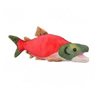 Wyvix Realistic Sockeye Salmon Plush Toy - 15.4" Soft Spawning Red Fish Stuffed Animal with Hooked Jaw & Green Head