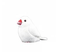 Wyvix Realistic White Java Sparrow Plush Toy - 6" Soft Snow Finch Stuffed Animal Ornament with Pink Beak