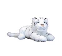 Wyvix Realistic White Tiger Plush Toy - 11.8" Soft Lying Cub Stuffed Animal with Blue Eyes & Body