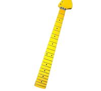 Wyvix Scalloped Electric Guitar Neck 22 Frets Big Headstock Maple Fingerboard Gloss Yellow DIY Replacement 10mm Tuner Holes