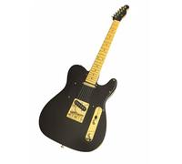 Wyvix T-Style Electric Guitar Solid Mahogany Body Maple Neck SS Pickups 3-Way for Professionals(Black+Gold Edition)