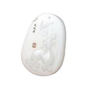 Wyvix White Jade Pendant, Mutton Fat Nephrite Necklace, Certified Hand-Carved Auspicious Amulet(C)