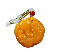 Wyvix Yellow Dragon Jade Pixiu Pendant, Golden Huanglong Stone Necklace, Certified Wealth Attracting Beast Amulet