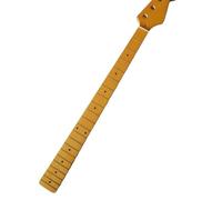 Wyvix Yellow Gloss Electric Bass Guitar Neck 21 Frets Maple Fingerboard Tint Replacement Part DIY 18mm Tuner Holes