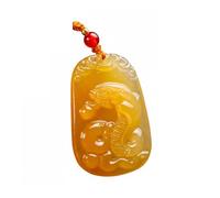 Wyvix Yellow Jade Zodiac Guardian Deity Pendant, 10g Carved Patron Buddha Amulet, Wealth Attracting Feng Shui Necklace(Snake)
