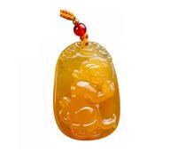 Wyvix Yellow Jade Zodiac Guardian Deity Pendant, 10g Carved Patron Buddha Amulet, Wealth Attracting Feng Shui Necklace(Monkey)