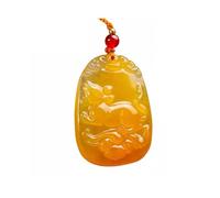 Wyvix Yellow Jade Zodiac Guardian Deity Pendant, 10g Carved Patron Buddha Amulet, Wealth Attracting Feng Shui Necklace(Rat)