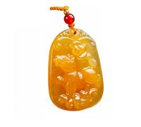 Wyvix Yellow Jade Zodiac Guardian Deity Pendant, 10g Carved Patron Buddha Amulet, Wealth Attracting Feng Shui Necklace(Dog)