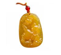 Wyvix Yellow Jade Zodiac Guardian Deity Pendant, 10g Carved Patron Buddha Amulet, Wealth Attracting Feng Shui Necklace(Pig)