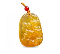 Wyvix Yellow Jade Zodiac Guardian Deity Pendant, 10g Carved Patron Buddha Amulet, Wealth Attracting Feng Shui Necklace(Horse)