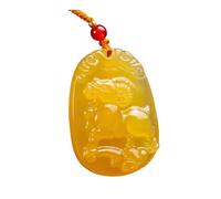 Wyvix Yellow Jade Zodiac Guardian Deity Pendant, 10g Carved Patron Buddha Amulet, Wealth Attracting Feng Shui Necklace(Goat)