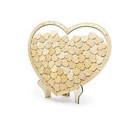 wYw Wooden Guest Book - Heart Shaped - Rustic Boho Wedding Decoration 44x37.5cm