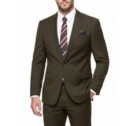 WYWK Men's 2 Piece Suit Slim Fit - One Button Jacket Pants with Tie and Pocket Square, Suits for Men Wedding Business Party, Brown, XS
