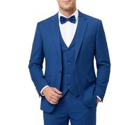 WYWK Men's 3-Piece Suit for Men Slim Fit Single Button Blazer Jacket Vest Pants Set Banquet Prom Wedding Business Party, Royal Blue, S