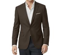 WYWK Men's Slim Fit Blazer Smart Casual Jacket Lightweight Single Button Sports Coats for Wedding Business Party Dating,Brown,M