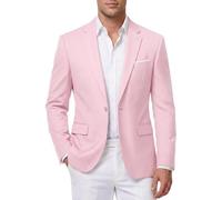 WYWK Men's Slim Fit One Button Suit Blazer Jacket Lightweight Sport Jacket Coat for Wedding, Business, Party, Light Pink, M