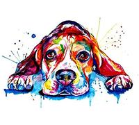 WYWQN DIY 5D Diamond Painting Kit Full Drill Dog Colorful Beagles Lying Diamond Painting Cross Stitch Painting Rhinestone Embroidery Craft for Home Wall Decoration 50x60CM