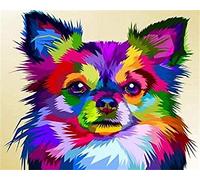 WYWQN DIY Diamond Painting Kits Colorful Dog Chihuahua Cross Stitch Kit Full Diamond Embroidery Wall Art Home Decoration Gift 50x50CM