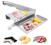 WYWY Manual Bone Meat Cutter, 304 stainless steel home and commercial slicer with meat tray for fish, chicken, beef, vegetables and cooked food(Large)