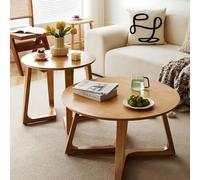 WYWY Solid Wood Round Coffee Table, Rustic side table, farmhouse style furniture for the living room, sturdy and easy to assemble(50 * 35cm)