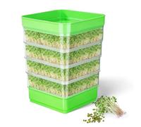 WYWY.Wide Microgreens Growing Kit Seed Sprouter Kit Stackable Seedling Tray Four Tier Sprouts Beans Broccoli Sprout Alfalfa Seeds Wheat Grass