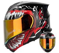 WYXAXNM Motorcycle Helmet, Modular Flip Up Front Motorbike Helmet DOT/ECE Approved Full Face Helmet With Double Sun Visor Internal Colored Lens Racing Crash Helmet For Men Women,A-4XL(67~68cm)