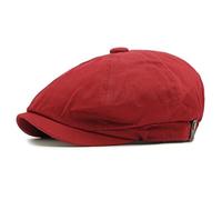 WYXDYSJWM Men's Octagonal Beret Hat, Cotton Beret Baker Boy Hat for Men, Retro British Gatsby Painter Cap, Newspaper Cap Cabbie Flat Hats (UK, Alpha, One Size, red)