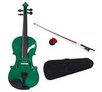 WYXIN 4/4 Full Size Violin, Fiddle Solid Wood Ebony Fitted Acoustic Violin Set with Beginner Kits, Finished Gloss,Green