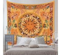 WYXWZ 3D Tapestry Wall Hanging Tapestries Aesthetic, Wall Blanket, Wall Tapestry For Bedroom Living Room Decoration, Yellow Mandala Hippie Bohemian Indian Ethnic Style 39x59 Inches
