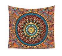 WYXWZ Tapestry Tapestries Aesthetic Wall Hanging Cloth Wall Decorative Tapestries Wall Rug for Bedroom Living Room Home, Red Mandala Hippie Bohemian Indian Ethnic Style 71x95 Inches