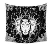 WYXWZ Tapestry Tapestries Aesthetic Wall Hanging Cloth Wall Decorative Tapestries Wall Rug for Bedroom Living Room Home, Black Mandala Hippie Bohemian Indian Ethnic Style 71x95 Inches