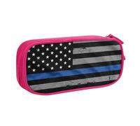 WYYDPPLK American Thin Blue Line Flag Pencase with Full-Print Design - Durable Oxford Cloth Pencil Case for School, Office & Travel - Multi Pocket Storage Bag for Pens, Makeup & Accessories